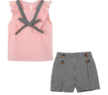 Load image into Gallery viewer, HE Hello Enjoy Summer Girls Clothes Sets Children's Clothing Fashion Girl Shirt Top+Striped Shorts Suits 2019 Kids Clothing 2pcs