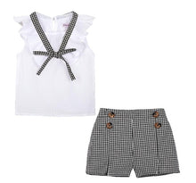 Load image into Gallery viewer, HE Hello Enjoy Summer Girls Clothes Sets Children's Clothing Fashion Girl Shirt Top+Striped Shorts Suits 2019 Kids Clothing 2pcs