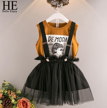 Load image into Gallery viewer, HE Hello Enjoy Summer Girls Clothes Sets Children's Clothing Fashion Girl Shirt Top+Striped Shorts Suits 2019 Kids Clothing 2pcs