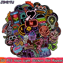 Load image into Gallery viewer, 50 PCS Neon Light Sticker Anime Icon Animal Cute Decals Stickers Gifts for Children to Laptop Suitcase Guitar Fridge Bicycle Car