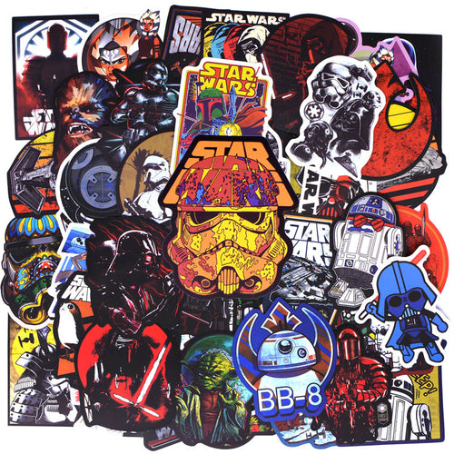 50pcs/pack New Super Cool Star Wars Stickers for Luggage Laptop Decal Skateboard Stickers Moto Bicycle Car Guitar Fridge Sticker Children