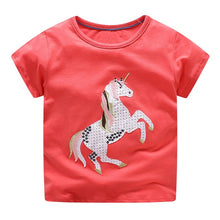 Load image into Gallery viewer, VIDMID Cotton Kids girls T-Shirt Children Summer Short Sleeve T-Shirts for Girls Clothes Cat Rabit Butterfly Baby T-Shirt tees