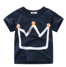 Load image into Gallery viewer, OLN Summer Kids Boys T Shirt Crown Print Short Sleeve Baby Girls T-shirts Cotton Children's T-shirt O-neck Tee Tops Boy Clothes