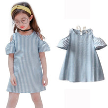 Load image into Gallery viewer, Tassel Flying Sleeve Dresses Stripe Cute Kids Party Dresses for Kids girls Princess Dress Tops Clothes High Quality UNISEX Best Children Items In ValeriusCreate!