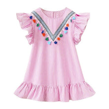 Load image into Gallery viewer, Tassel Flying Sleeve Dresses Stripe Cute Kids Party Dresses for Kids girls Princess Dress Tops Clothes High Quality UNISEX Best Children Items In ValeriusCreate!