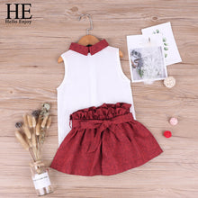 Load image into Gallery viewer, HE Hello Enjoy Summer Girls Clothes Sets Children's Clothing Fashion Girl Shirt Top+Striped Shorts Suits 2019 Kids Clothing 2pcs