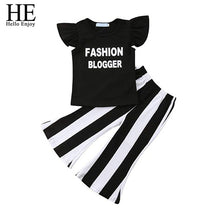 Load image into Gallery viewer, HE Hello Enjoy Summer Girls Clothes Sets Children's Clothing Fashion Girl Shirt Top+Striped Shorts Suits 2019 Kids Clothing 2pcs