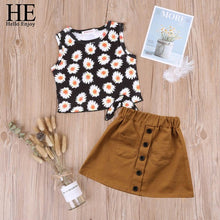 Load image into Gallery viewer, HE Hello Enjoy Summer Girls Clothes Sets Children's Clothing Fashion Girl Shirt Top+Striped Shorts Suits 2019 Kids Clothing 2pcs
