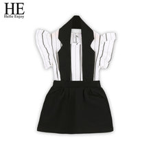 Load image into Gallery viewer, HE Hello Enjoy Summer Girls Clothes Sets Children's Clothing Fashion Girl Shirt Top+Striped Shorts Suits 2019 Kids Clothing 2pcs