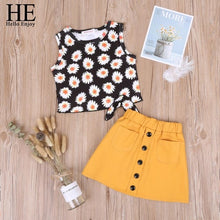 Load image into Gallery viewer, HE Hello Enjoy Summer Girls Clothes Sets Children's Clothing Fashion Girl Shirt Top+Striped Shorts Suits 2019 Kids Clothing 2pcs